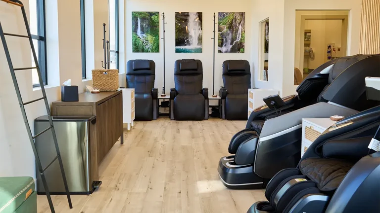 IV therapy chairs set up in a clinic