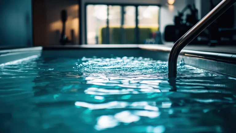 A cold plunge pool in a gym recovery area, promoting muscle recovery after workouts
