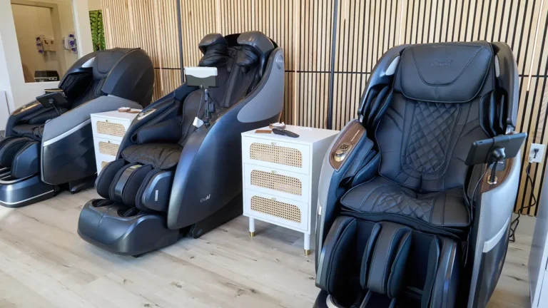 4D massage chairs set up for IV vitamin therapy at WOW